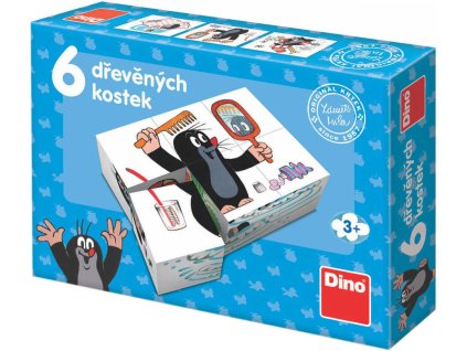DINO DŘEVO Kostky obrázkové Krtek (Krteček) 6ks kubus *DŘEVĚNÉ HRAČKY*