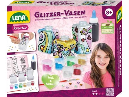 LENA Třpytivé vázy kreativní set s barvičkami malování na sklo