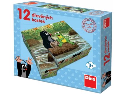 DINO DŘEVO Kubus Krtek a zvířátka (Krteček) obrázkové kostky set 12ks