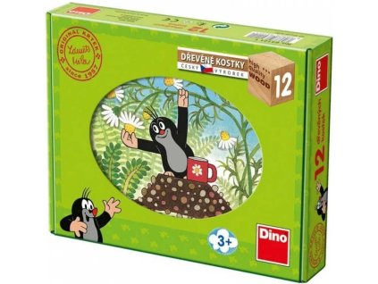 DINO DŘEVO Kubus Krtek a přátelé (Krteček) obrázkové kostky set 12ks