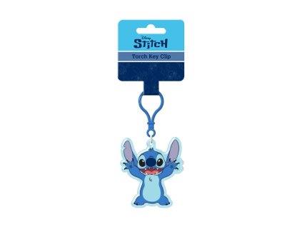 Přívěsek na klíče/Klíčenka Lilo a Stitch plast 11cm na baterie se světlem na kartě