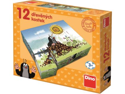 DINO DŘEVO Kostky (kubus) Krtkův rok (Krteček) 12ks *DŘEVĚNÉ HRAČKY*