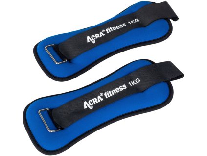 ACRA Závaží na zápěstí/kotníky 1kg fitness doplněk set 1 pár modrá