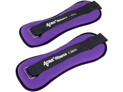 ACRA Závaží na zápěstí/kotníky 1,5kg fialová 1 pár fitness doplněk