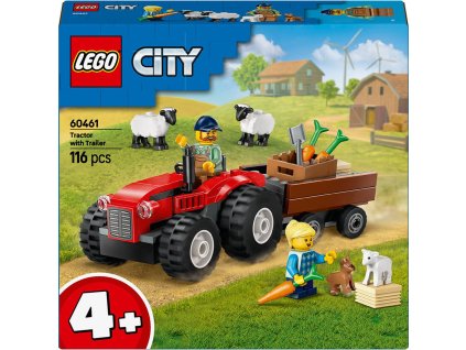 LEGO CITY Červený traktor s přívěsem a ovcemi 60461 STAVEBNICE