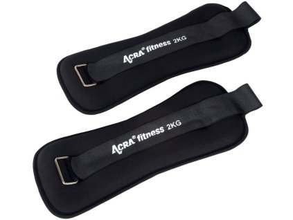 ACRA Závaží na zápěstí/kotníky 2kg černá 1 pár fitness doplněk