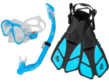 ACRA Šnorchlovací dětský set maska šnorchl ploutve 3v1 modrý