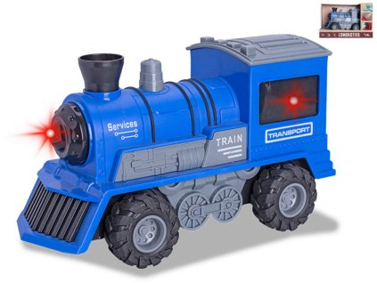 Lokomotiva modrá vláček na setrvačník na baterie Světlo Zvuk