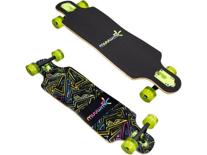 Muuwmi Longboard Compact ABEC 7 Neon se svítícími kolečky