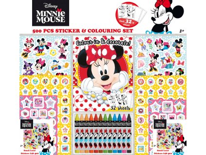 JIRI MODELS Samolepkový set s omalovánkami a voskovkami 500ks Minnie