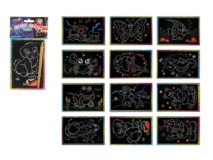 Škrabací obrázek třpytivý barevný 15x10cm