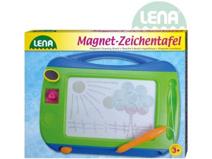 LENA Tabulka magnetická barevná 32x25x3cm set s tužkou a 2 razítky