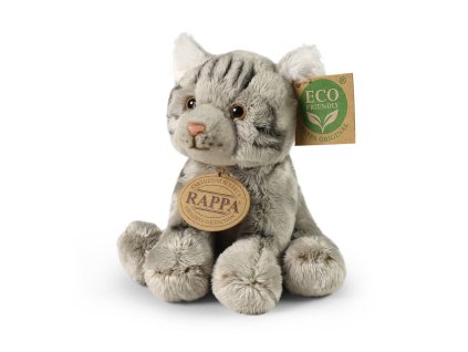 PLYŠ Kočka plyšová šedá sedící 14 cm ECO-FRIENDLY