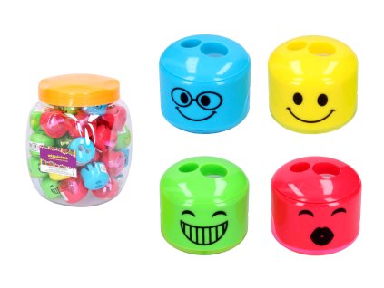 Ořezávátko na dvě tužky se zásobníkem - obličej