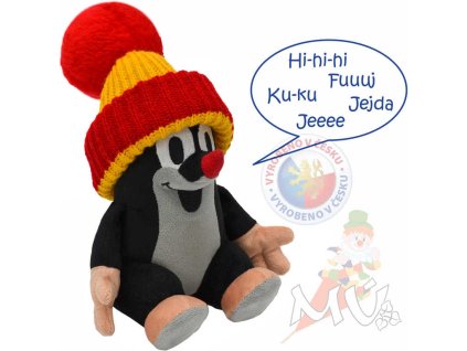 MORAVSKÁ ÚSTŘEDNA Krtek (Krteček) 20cm mluvící červený kulich plyš Zvuk