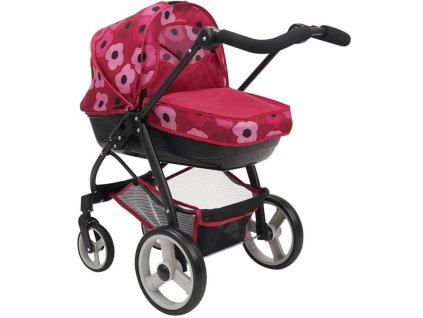 FIVE O NINE CREW Kočárek Bella Poppy Red pro panenku miminko 2v1