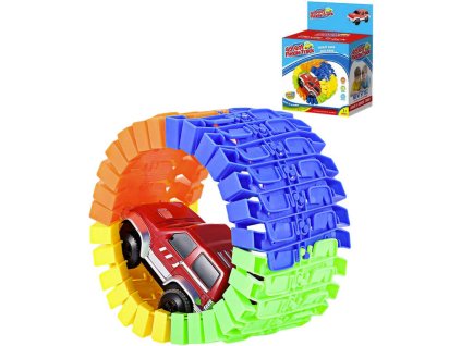 Autíčko na baterie set s variabilní dráhou 28 dílů plast v krabici