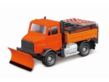 Bburago 1:43 servisné vozidlá Road Security with Snow Plough and Signal Board