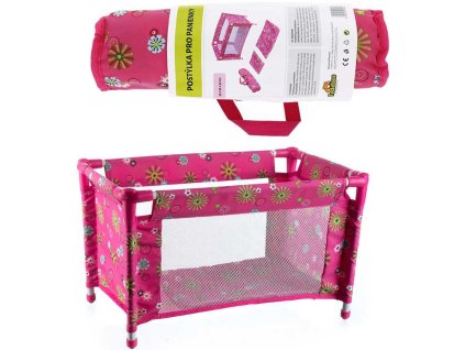 Postýlka pro panenku miminko 53x32x32cm v tašce konstrukce plastová + kov