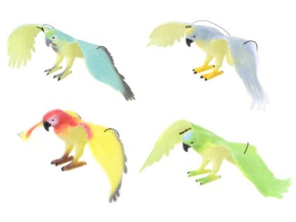 Papoušek na gumě 33cm 4 barvy