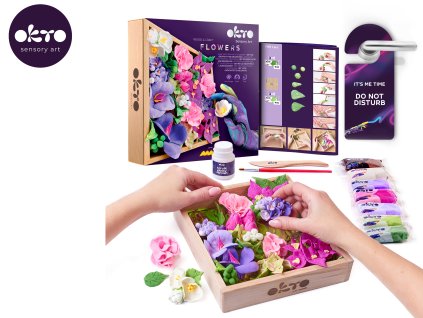 OKTO INSPIRATION Výtvarná modelovací sada DIY květiny v dřevěném rámu 21x21 cm