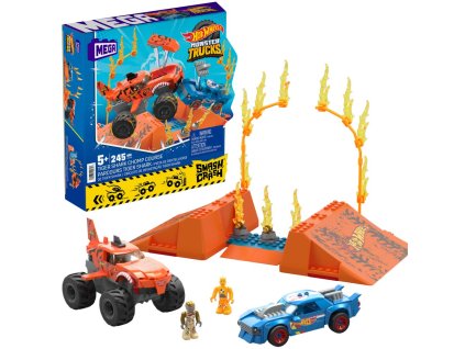 MEGA CONSTRUX HOT WHEELS MONSTER TRUCKS ZRÁŽKA S TIGER SHARK