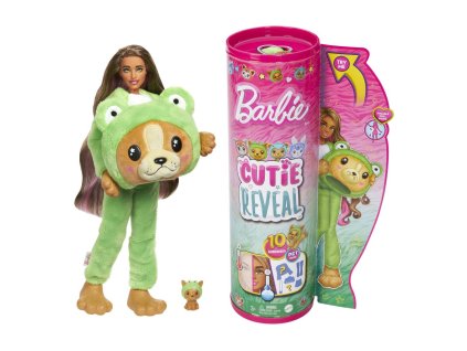 Barbie CUTIE REVEAL Barbie v kostýme - psík v zelenom kostýme žabky