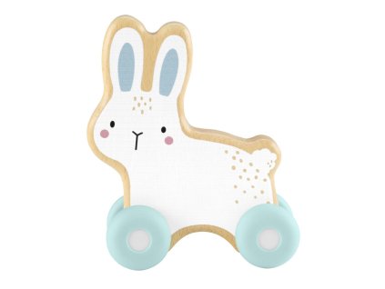 Fisher Price drevený zajačik na kolieskach