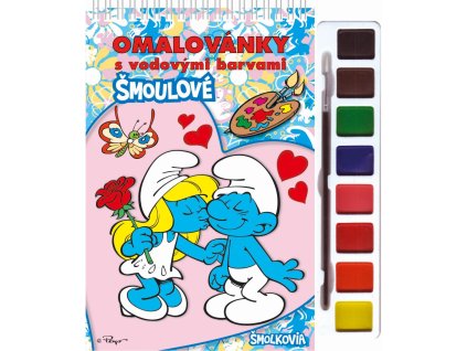 Omalovánky s vodovými barvami a štětcem - Šmoulové