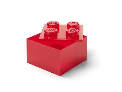 LEGO úložný box 4 s vekom - priehľadná červená