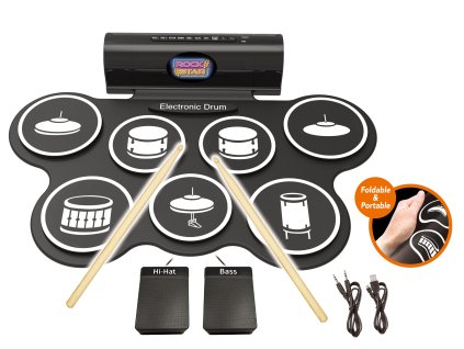 Elektronická bicí souprava s 2 pedály 44x32x6 cm