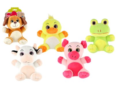 Zvíře plyš velké oči 18cm 5 druhů na kartě