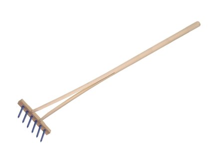 Hrábě modré s násadou s 6 kolíky dřevo/plast 90cm nářadí