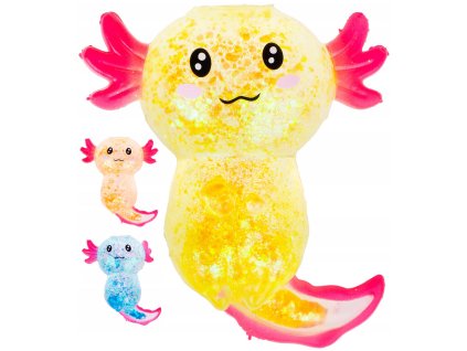Axolotl zvířátko antistresové gelové mačkací se třpytkami 4 barvy