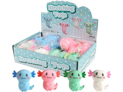 Axolotl silikonové zvířátko antistresové mačkací strečové 4 barvy