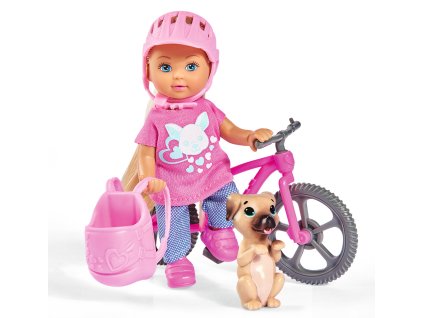 Bábika Evička s bicyklom