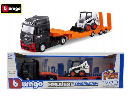 Bburago 1:43 Kamion Construction MB Actros Gigaspace / Bobcat Loader