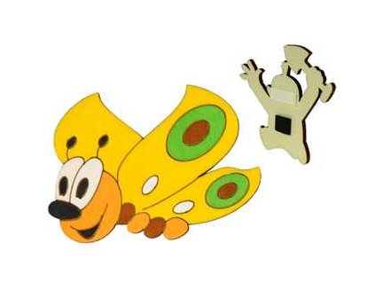 DoDo Dřevěná dekorační magnetka motýl žlutý