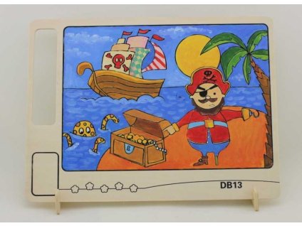 RoboTime Dřevěná oboustranná omalovánka Pirát