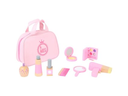 small foot Dětská kosmetická taštička růžová s dřevěnými doplňky