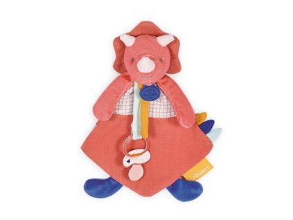 Doudou Dárková sada - Hračka s úchytem na dudlík dinosaurus růžový 23 cm