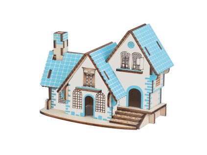Woodcraft Dřevěné 3D puzzle Modrý dům