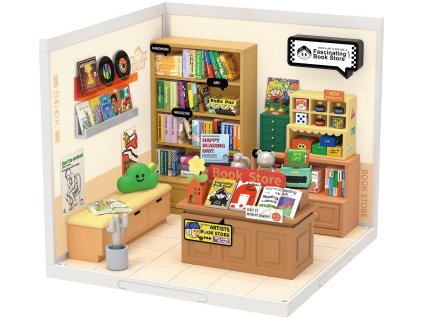 RoboTime 3D dřevěná skládačka Miniatura domečku Fascinující knihkupectví