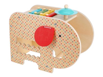 Petit Collage Dřevěný hudební slon 5v1