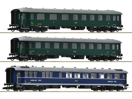Roco Sada 3 ks osobních vagónů rychlíku DR - 6200036