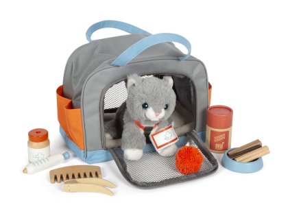 small foot Plyšová kočka s pečovatelskou sadou