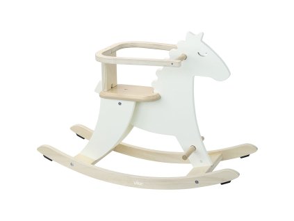 Vilac Dřevěný houpací kůň bílý s opěradlem