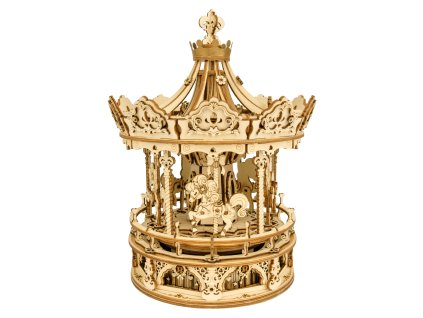 RoboTime 3D dřevěná skládačka hrací skříňky Romantický kolotoč