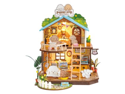 RoboTime 3D dřevěná skládačka Miniatura domečku Domeček pro štěňátka
