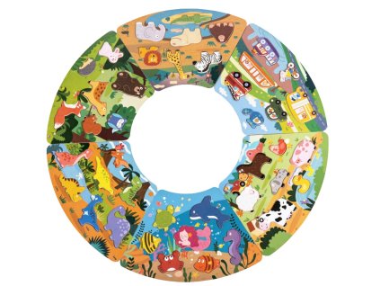 2Kids Toys Dřevěné puzzle Kruh propojitelné 6 v 1